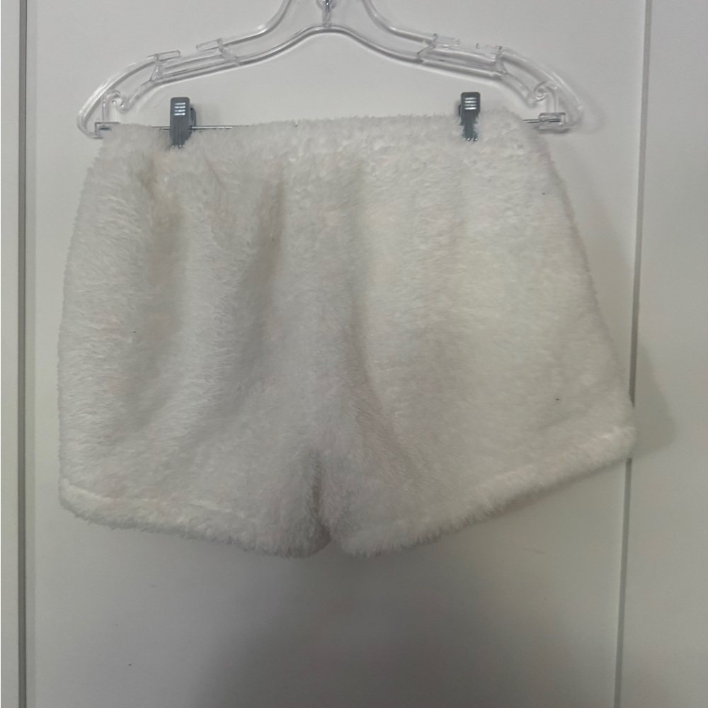 Soft White Fleece Women Shorts - Picture 3 of 3